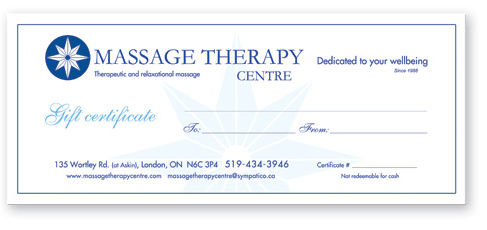 Massage therapy gift certificates